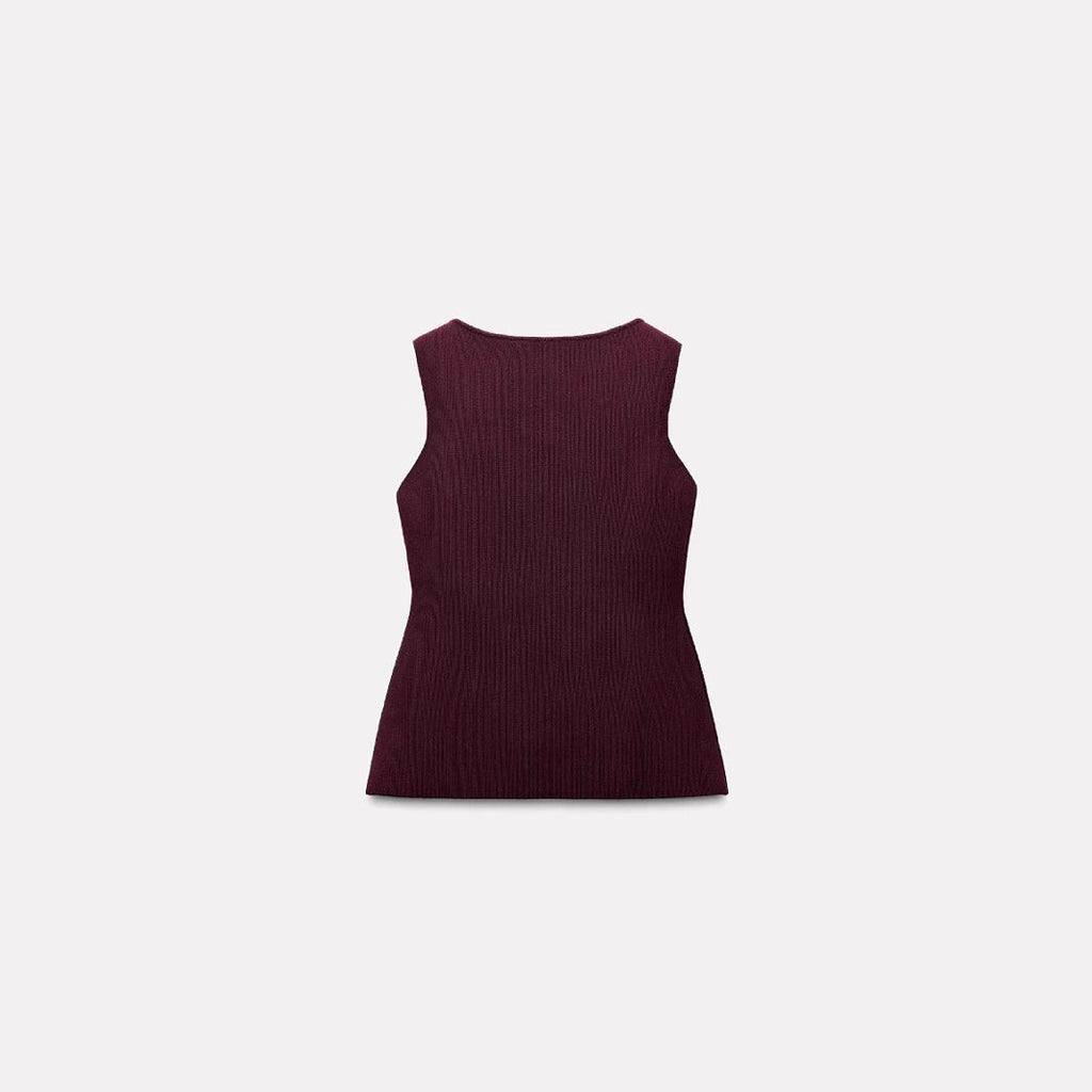 Fashion Plain Gold Button Sweater Vest