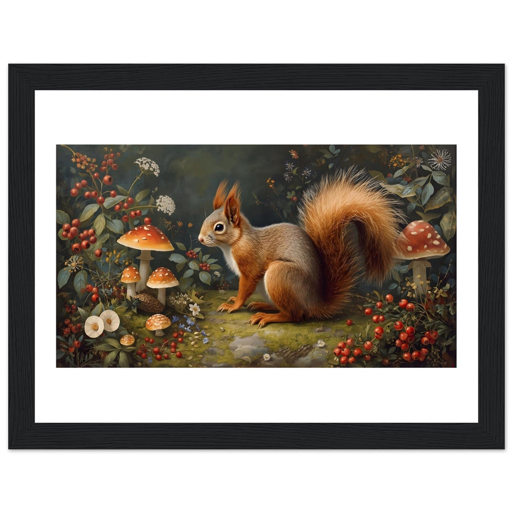 Woodland Squirrel Framed Print – Rustic Nature Wall Art