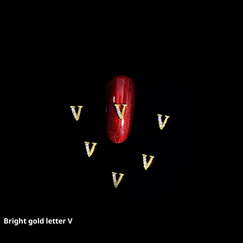 26 Letter Alloy Nail Ornament Nail Crystal