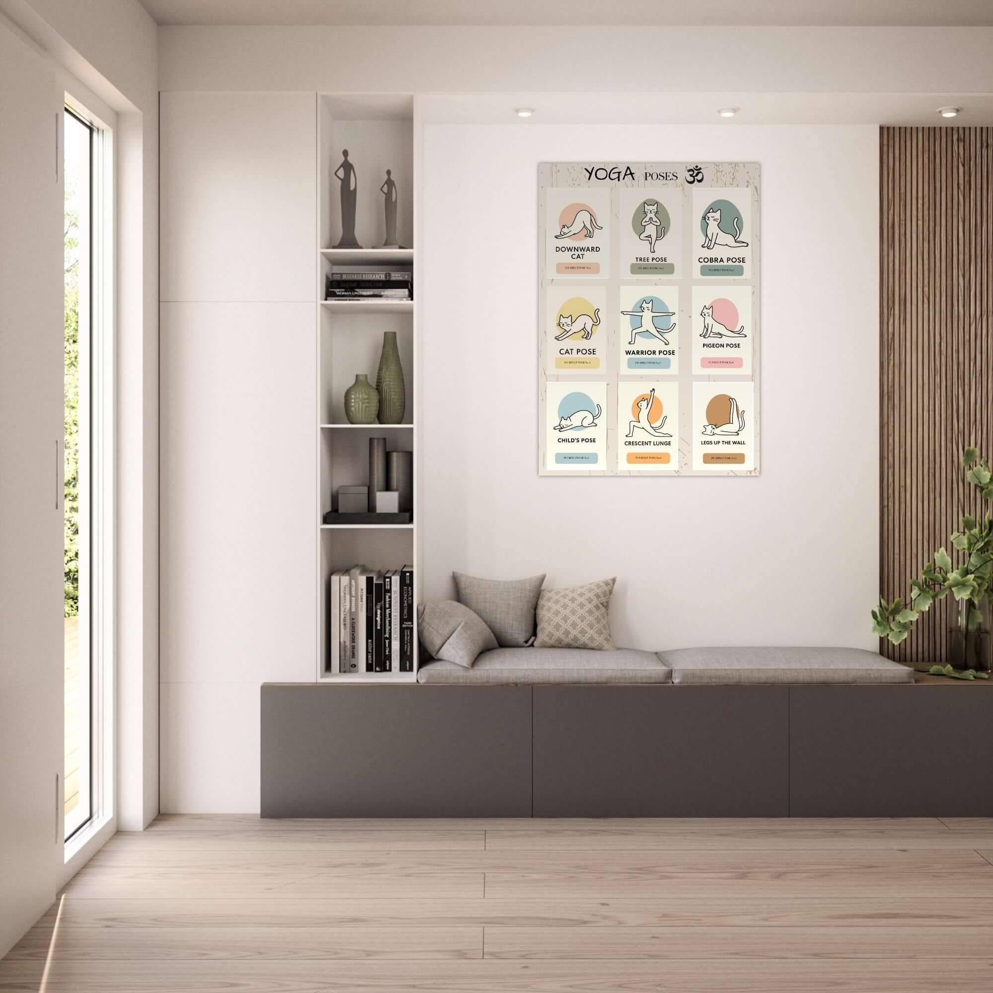 Funny Cat Yoga Wall Art – Cute Feline Yoga Poses Poster, Playful Wellness Decor