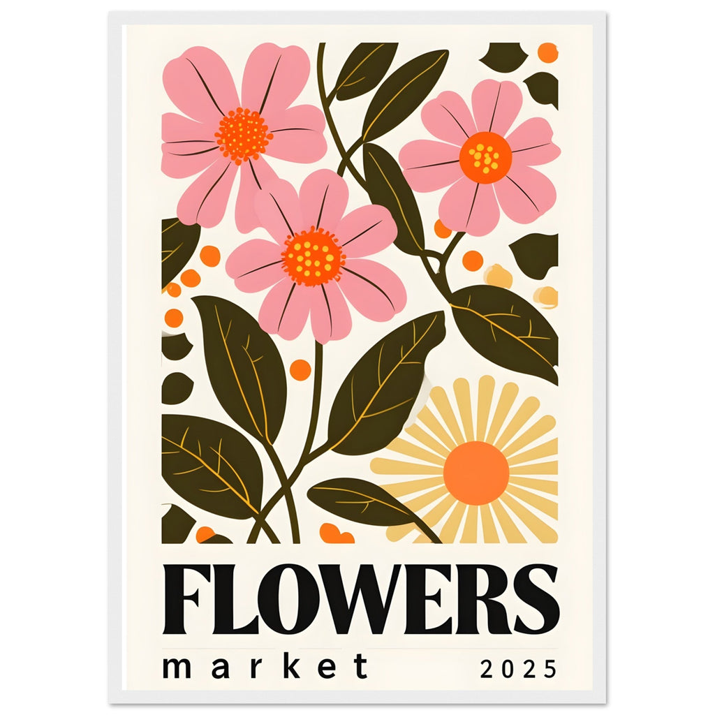Minimalist Flower & Typography Framed Poster – Modern Floral Wall Art
