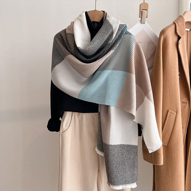 Women's Multicoloured Crinkled Cashmere All-Matching Shawl