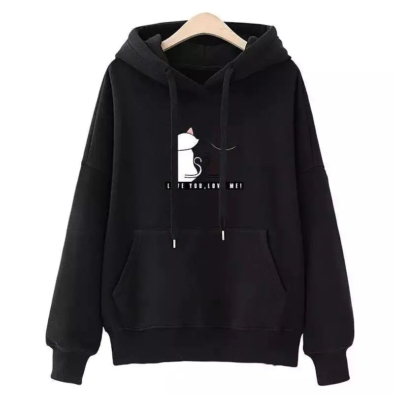 Cartoon Hoodie - Cozy Korean Loose Fit Top with Velvet Lining