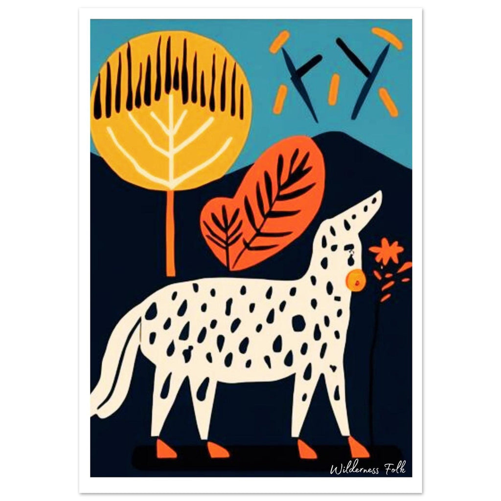 Stylish Folk Art Poster - Modern Animal Illustration - Scandinavian Wall Décor