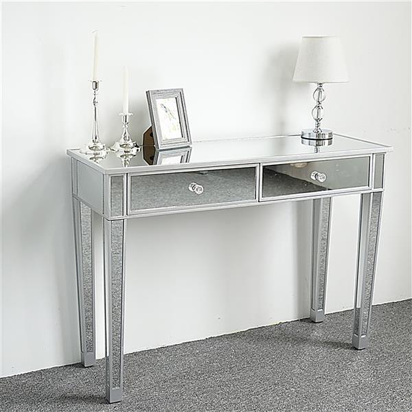 Mirrored Makeup Table Desk Vanity for Women with 2 Drawers