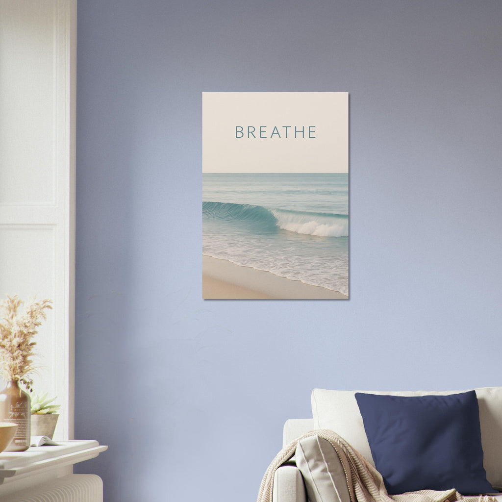 Breathe | Ocean Wave Minimalist Poster - Elegant Ocean Art Print for Home Decor