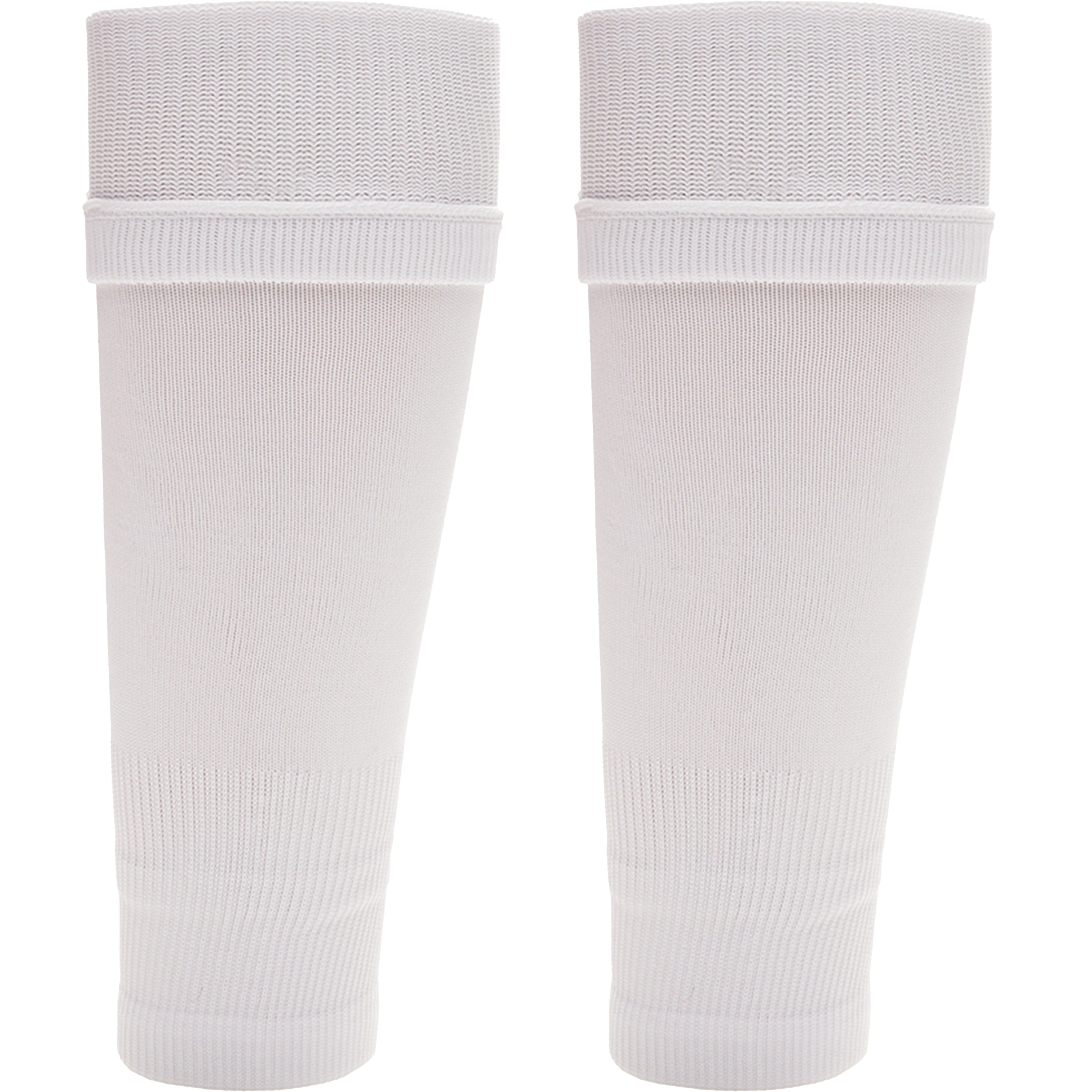 Adults White Football Leg Sleeve Socks Compression Support Fits Over Shin Pads Breathable & Secure for Training Running by Sock Stack
