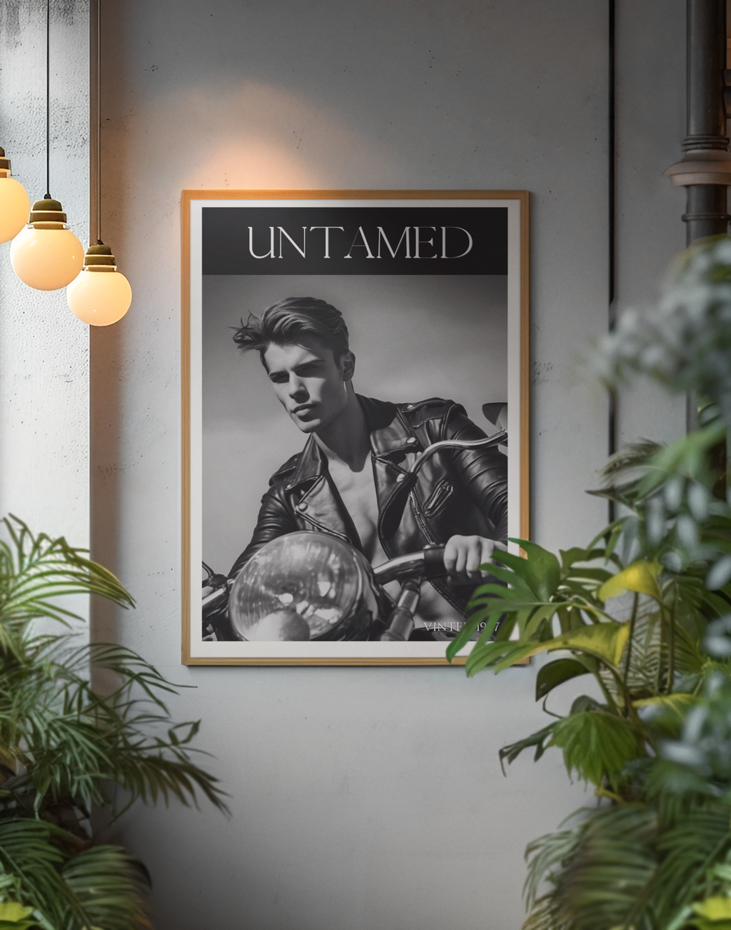 Untamed Retro Motorcycle Poster - Black & White Wall Art for Cool Spaces