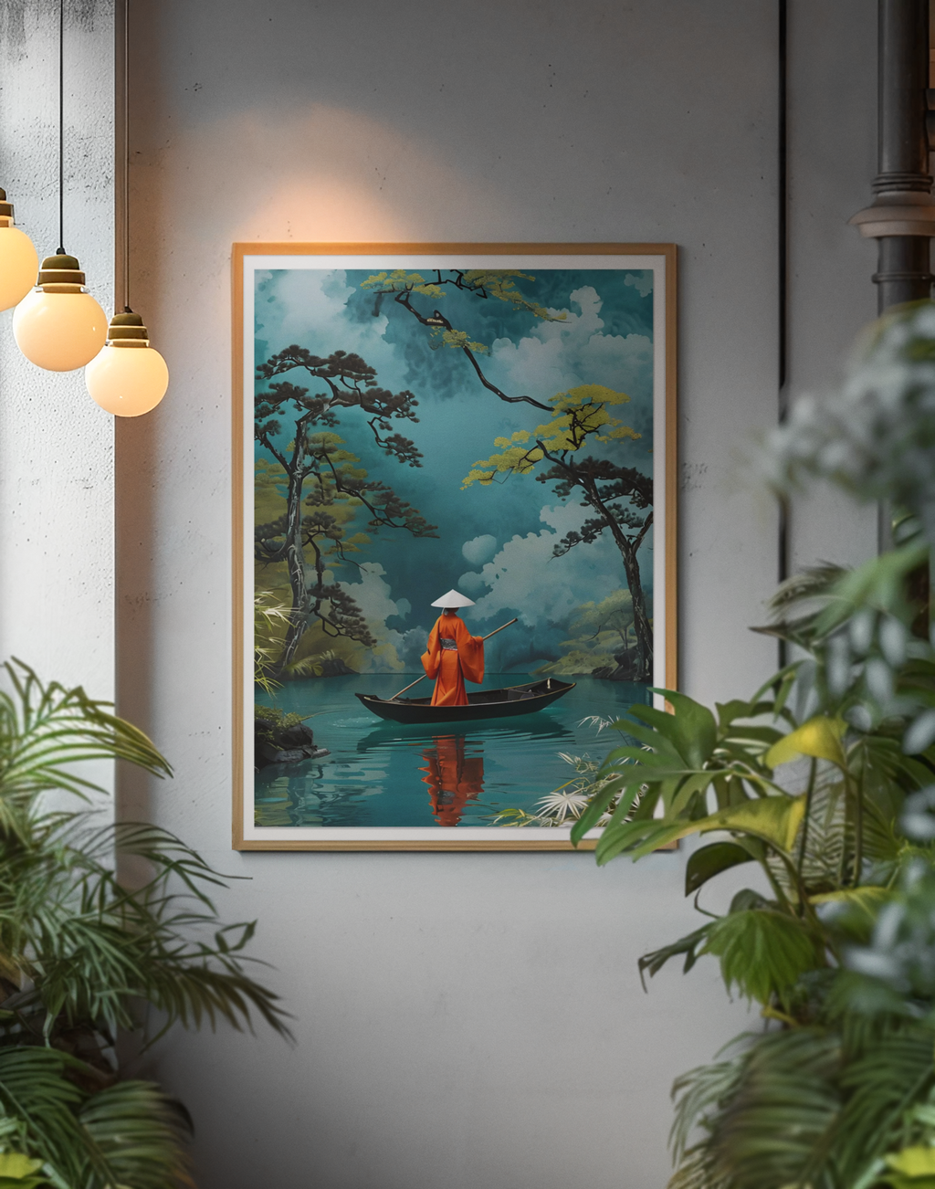 Serene Kimono Art Print – Traditional Japanese Poster | Turquoise Water Design