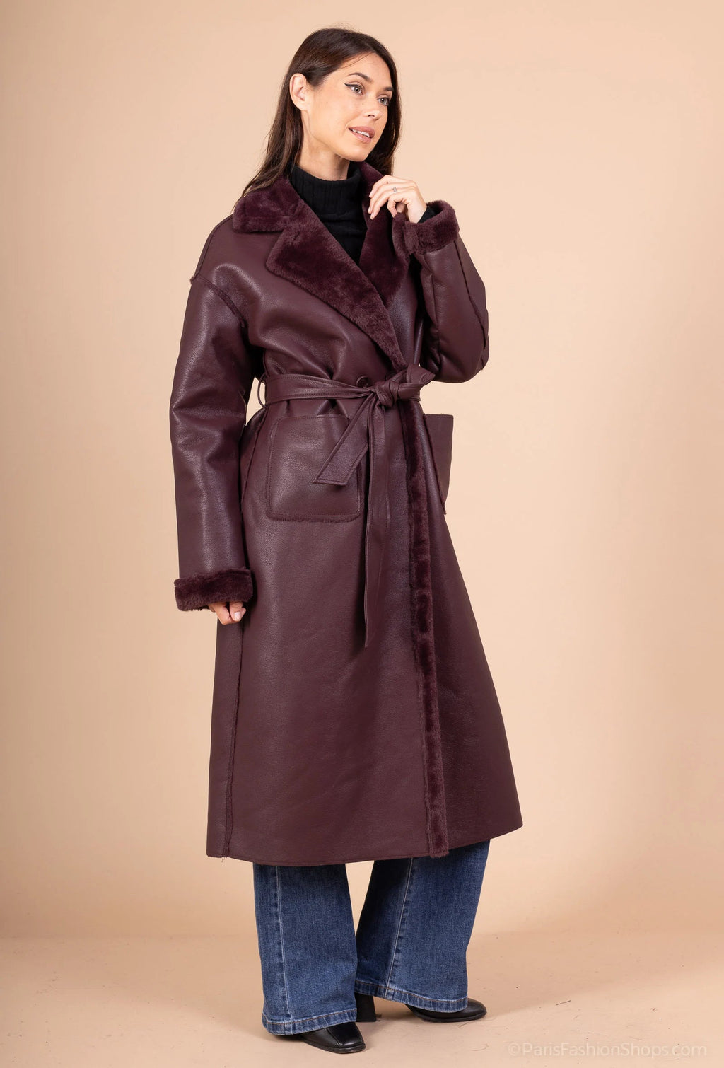 ARCTIC Faux Fur Lined Coat with Adjustable Belt