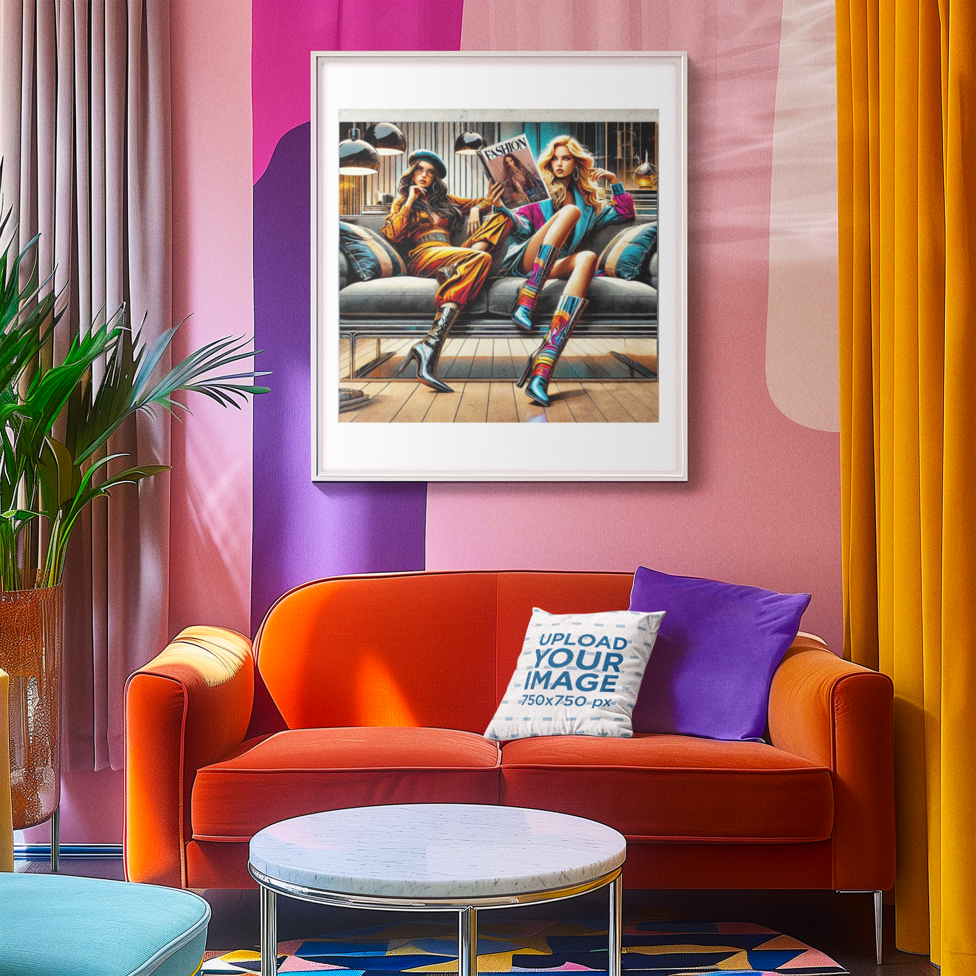 Fashion Lounge Poster – Stylish High Heel & Magazine Scene