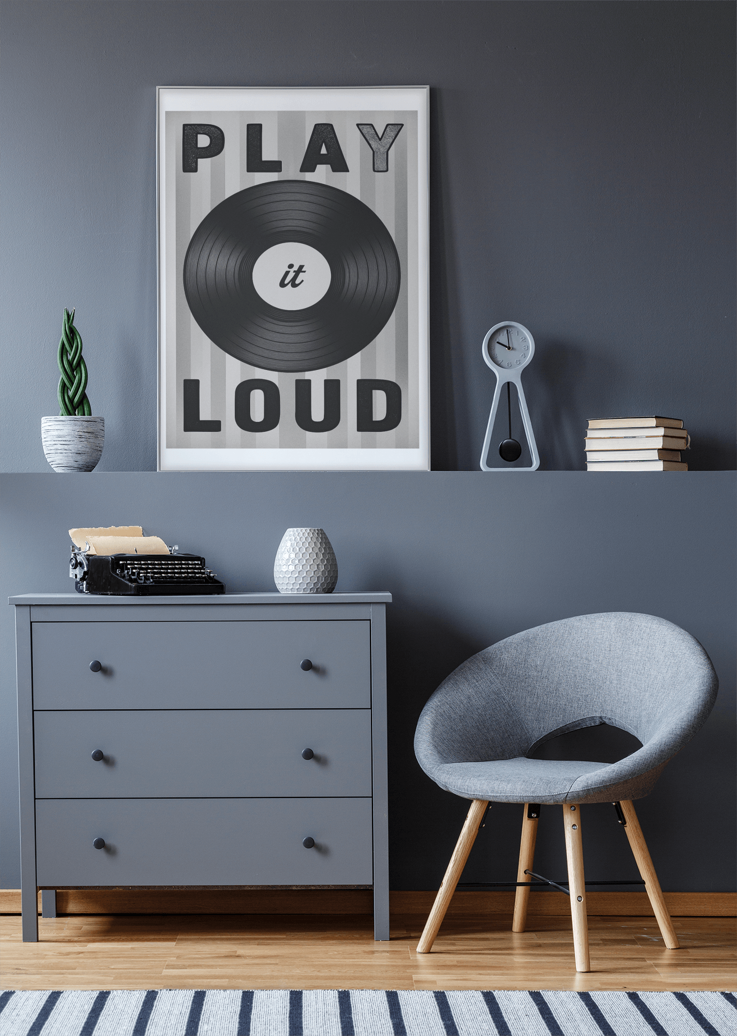 Play It Loud Vinyl Record Wall Art – Retro Music Poster for Studio & Home Decor