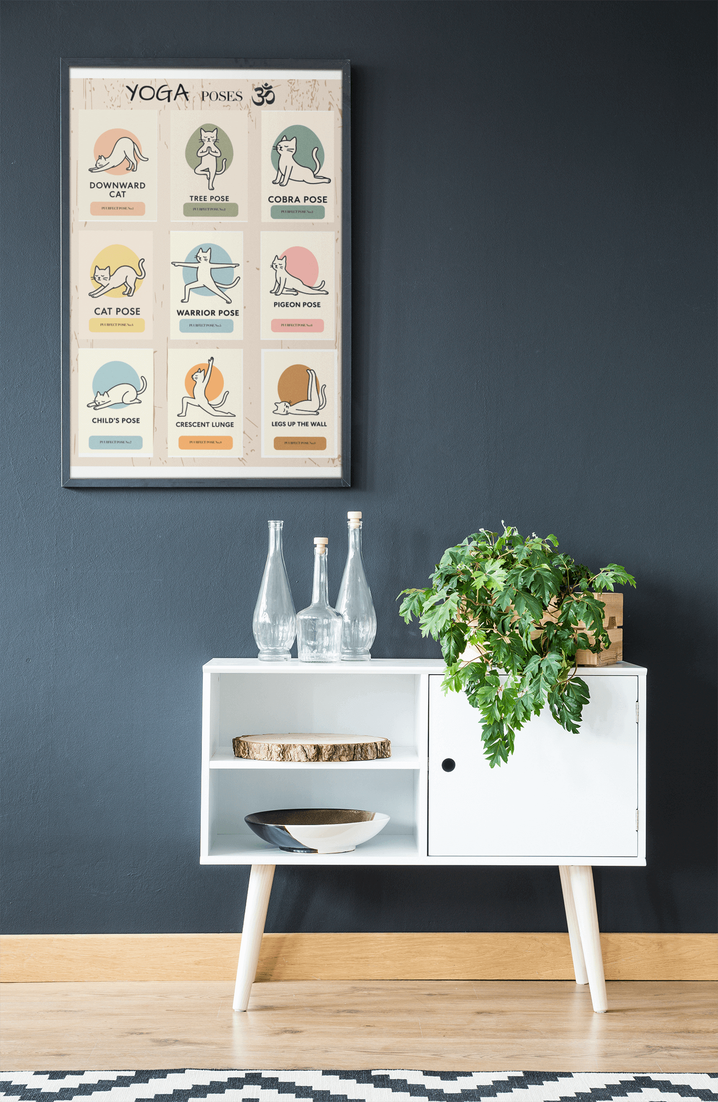 Funny Cat Yoga Wall Art – Cute Feline Yoga Poses Poster, Playful Wellness Decor