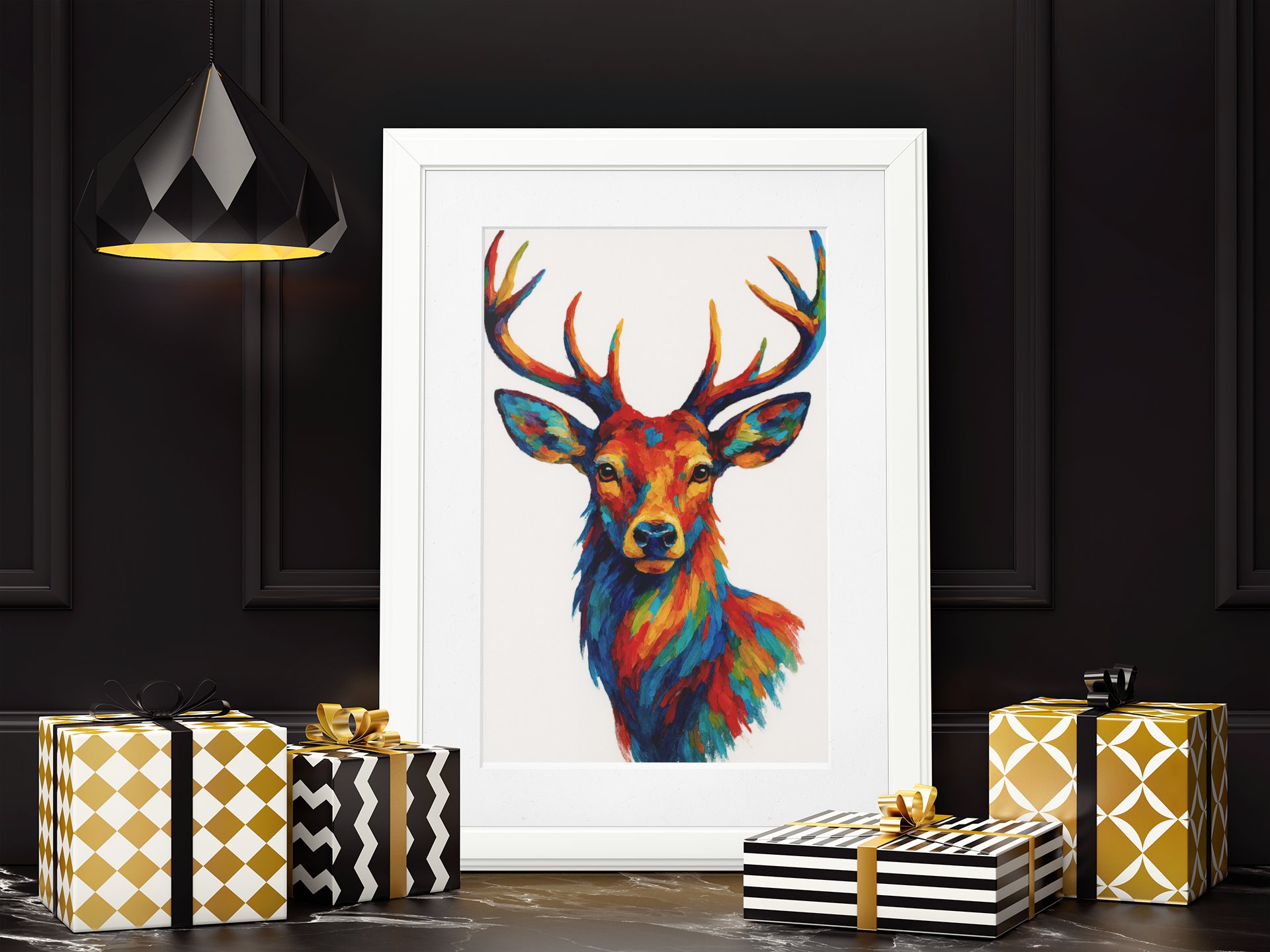 Majestic Stag Portrait Poster - Modern Deer Wall Art - Wildlife Decor