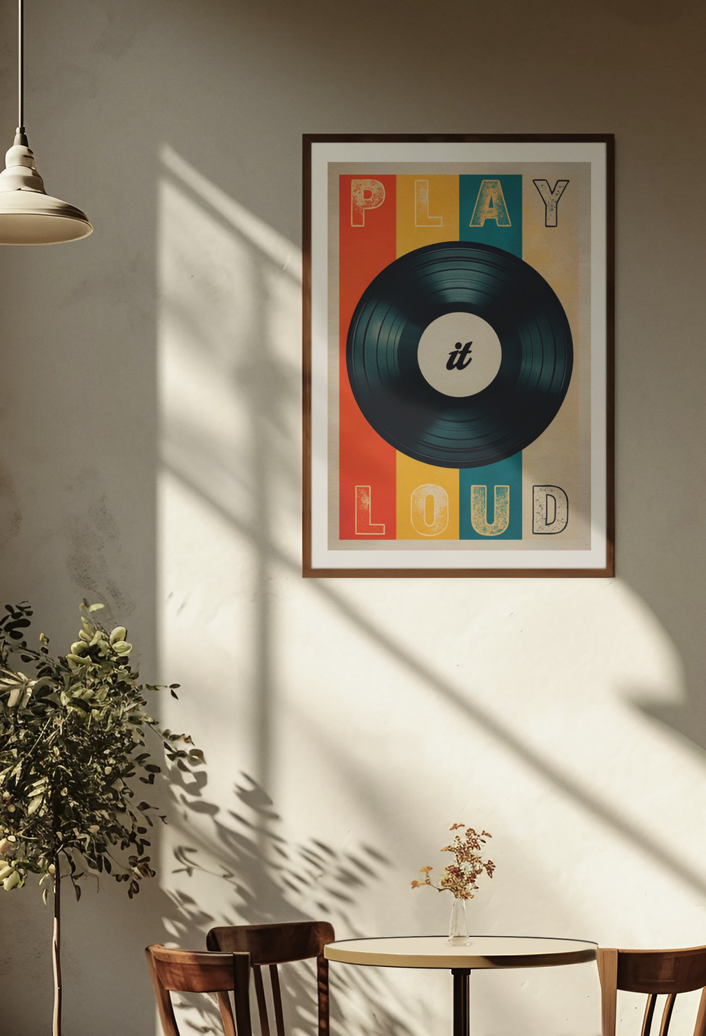 Retro Vinyl Record Wall Art Poster – ‘Play It Loud’ Music Decor