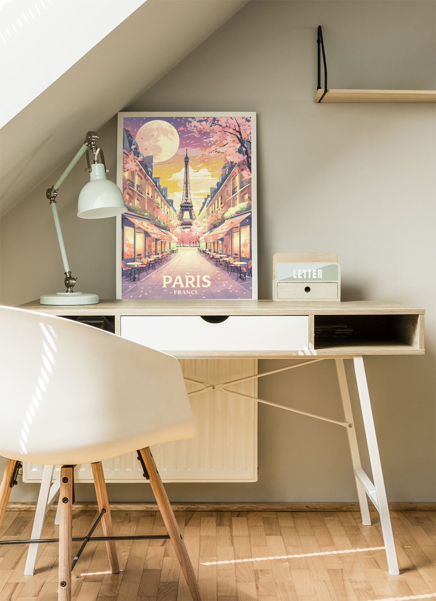 Paris Street Scene Wall Art - Eiffel Tower Sunset Print | Vibrant Parisian Cityscape Poster | Travel & Home Decor Gift