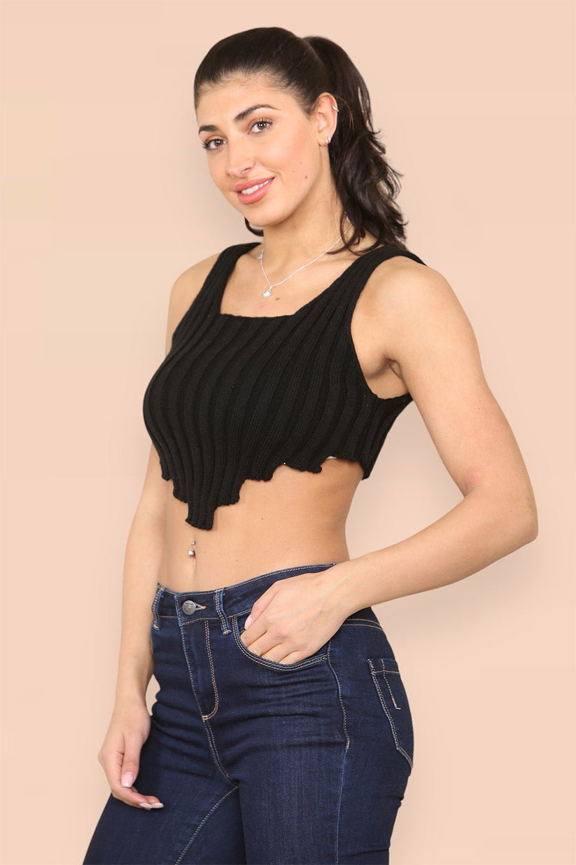 Asymmetric Imogen Hem Knitted Vest Crop Top