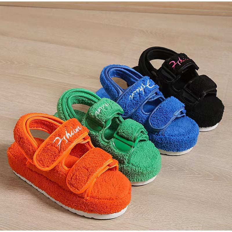 Velcro Fur Sandals Women's Plus Size Small Fragrance Warm Sandals