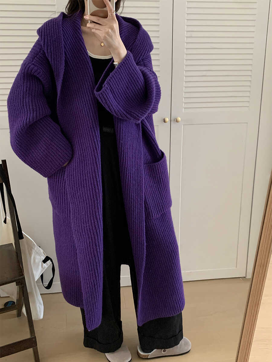 Loose Hooded Sweatshirt Women's Extended Cardigan Coat