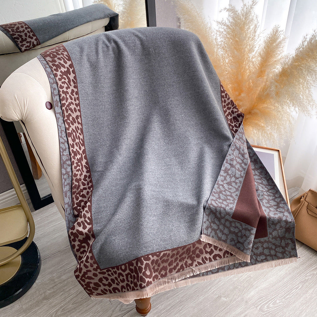 Women's Luxury Leopard Print Artificial Cashmere Scarf