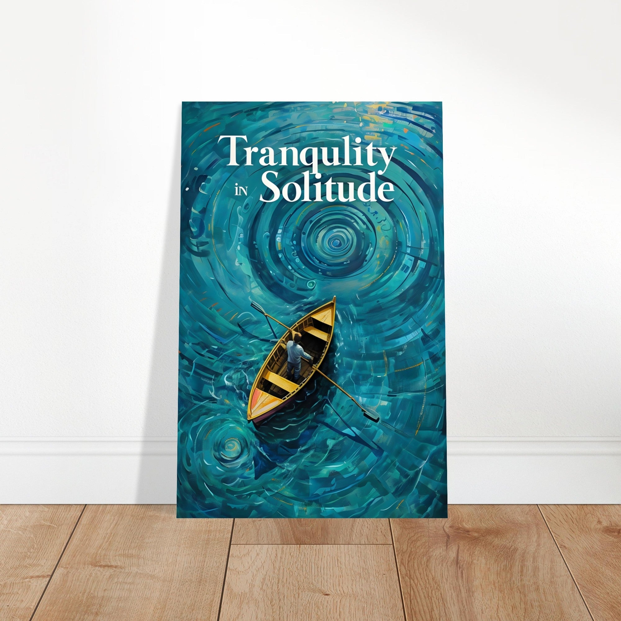 Surreal Boat Poster - Tranquility in Solitude - Stunning Teal Art Print