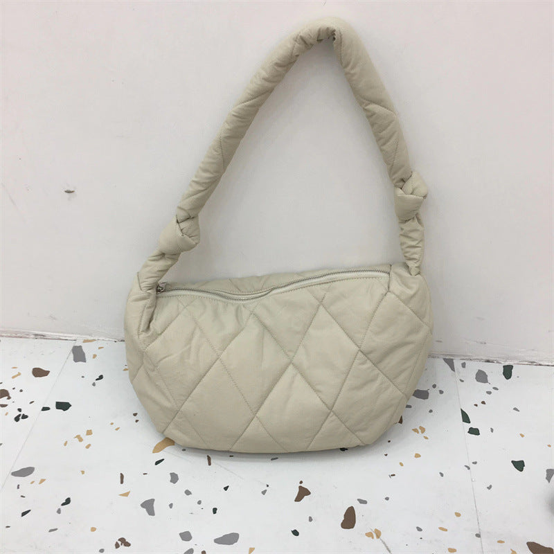 Down Cotton Dumpling Bag Shoulder Crossbody Rhombus Underarm Bag