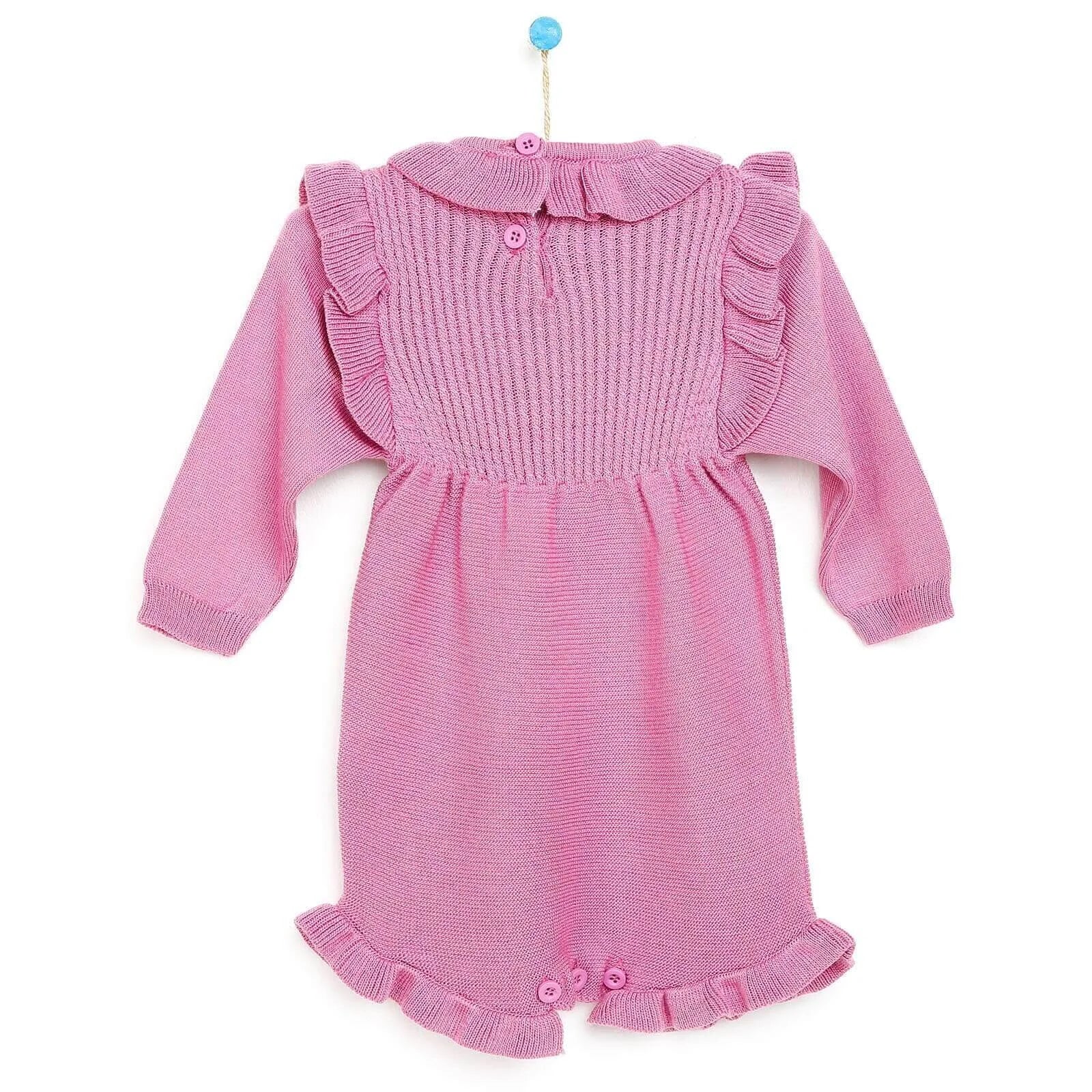 HelloBaby Newborn Frilled Knit Short Overall - Lilac
