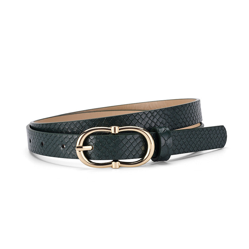 Versatile Snake Print Leather Belt For Women