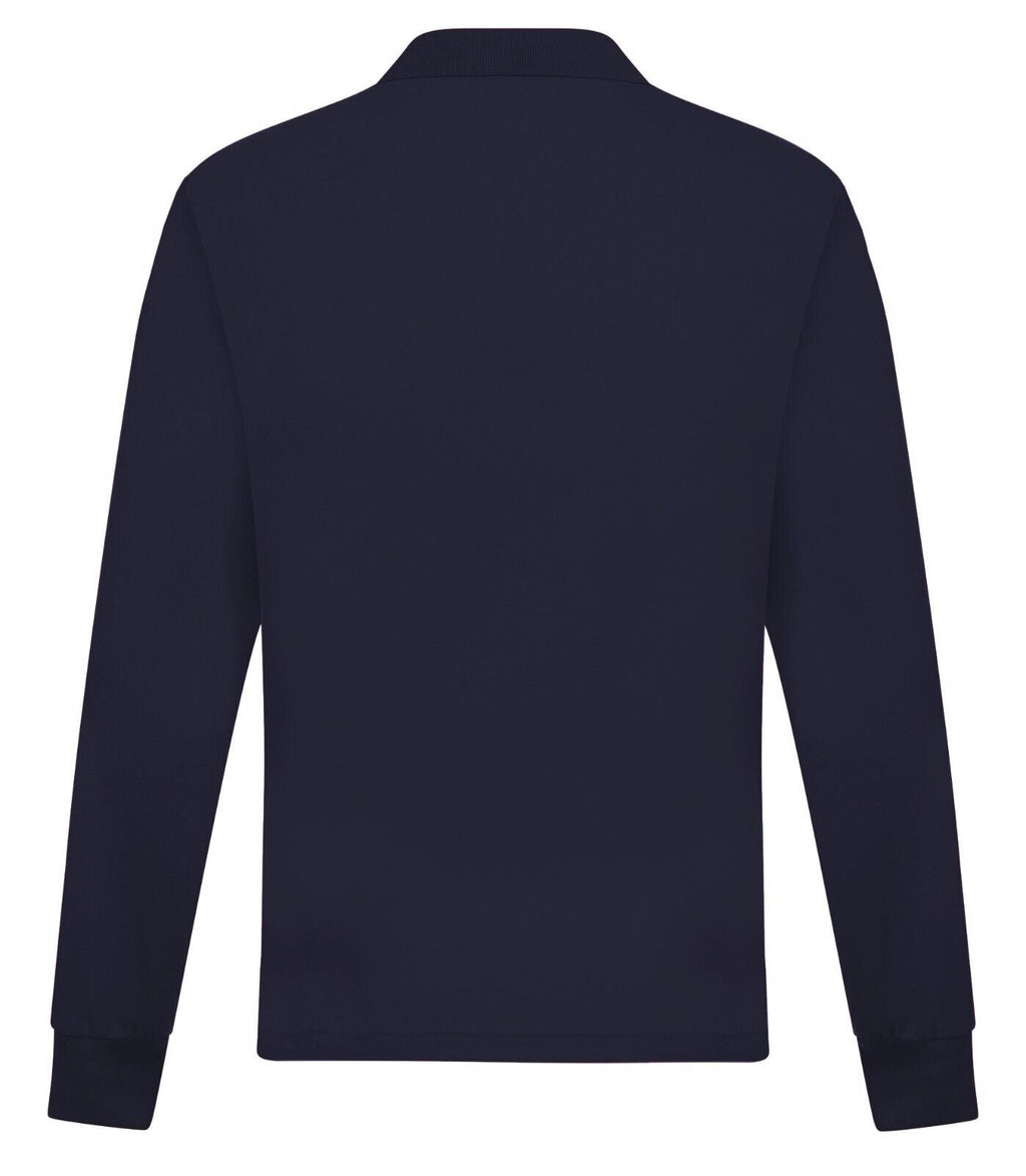 Mens Long Sleeve Polo Shirt Casual Top 2 Button Collared Pique Lightweight
