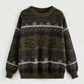 Women's Jacquard Color Block Pullover Sweater - Round Neck Knit