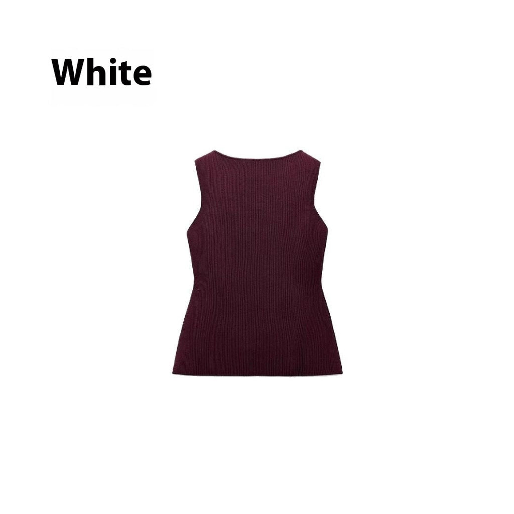 Fashion Plain Gold Button Sweater Vest