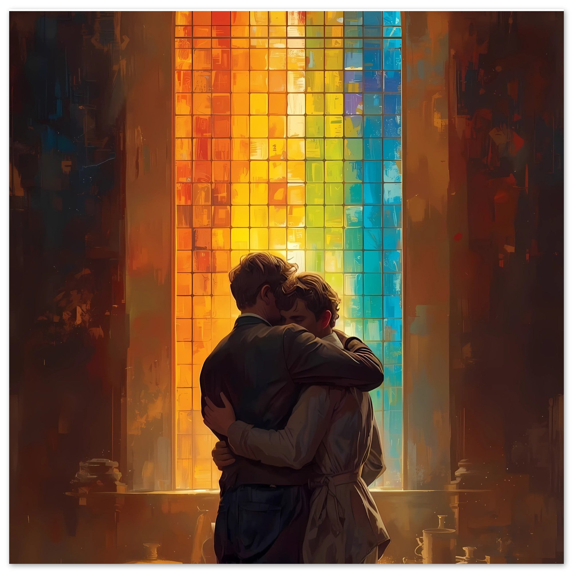 Rainbow Window Poster – Love and Unity Art Print - Vibrant Wall Decor