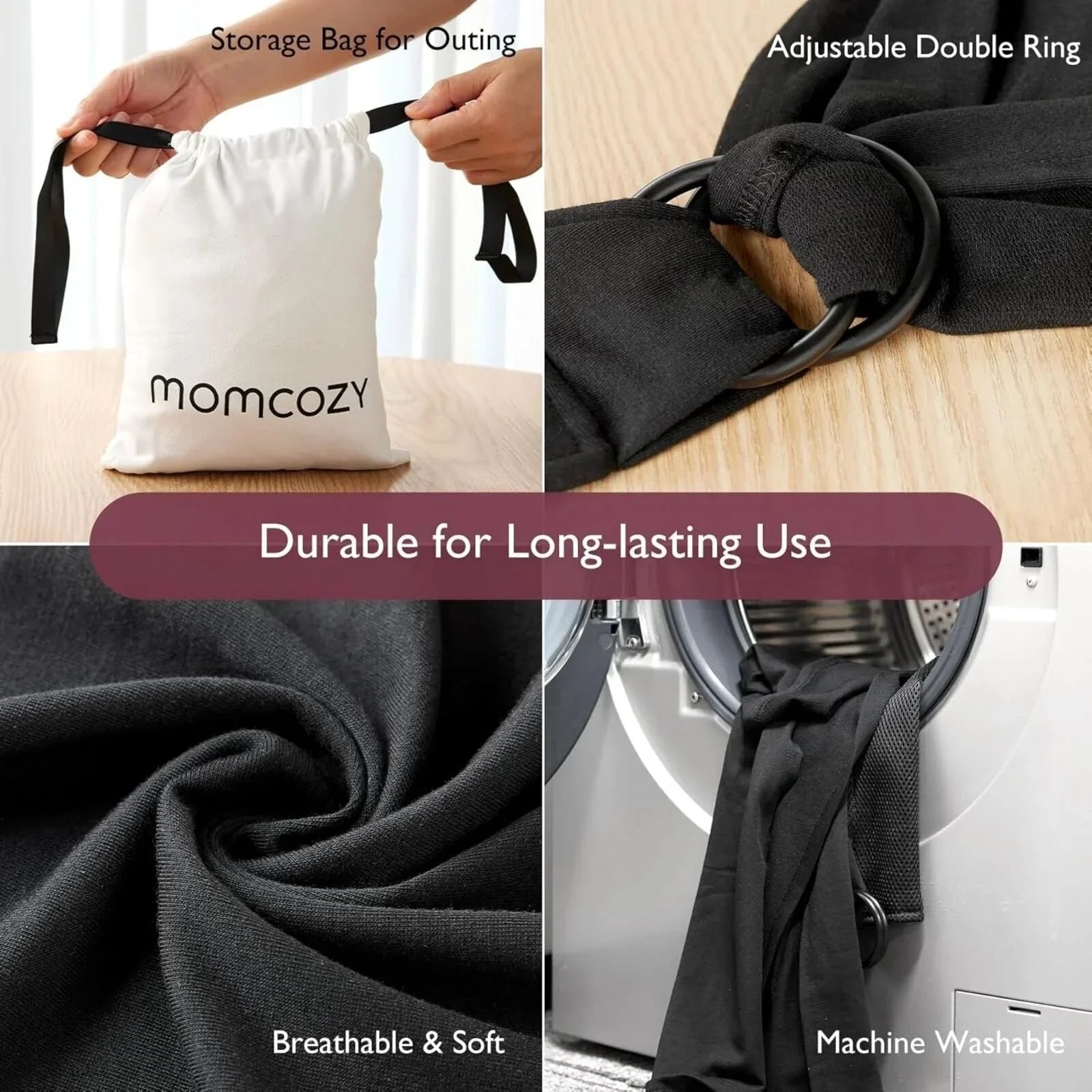 Momcozy Baby Wrap Carrier - Black