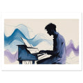 Elegant Piano Player Wall Art - Flowing Abstract Music Poster