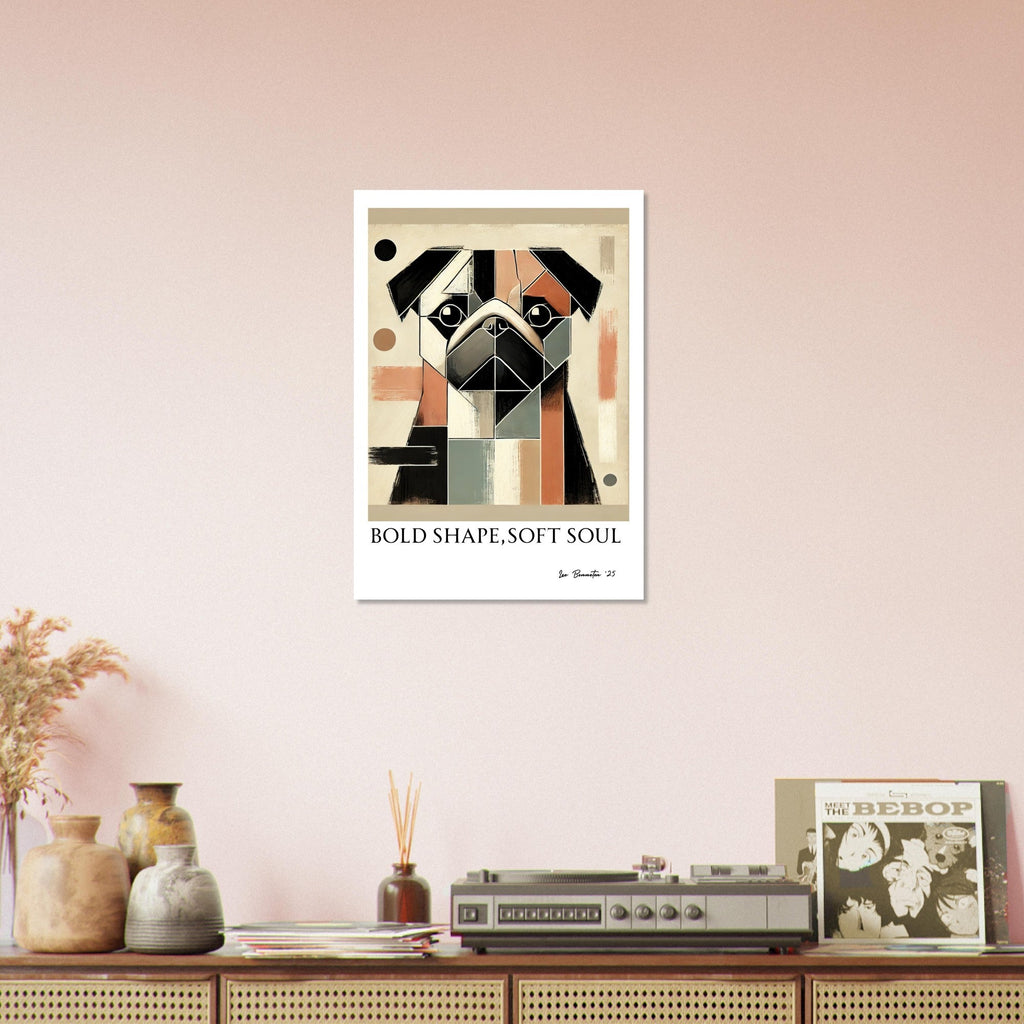 Modern Abstract Pug Poster – Geometric Dog Wall Art | “Bold Shape, Soft Soul”