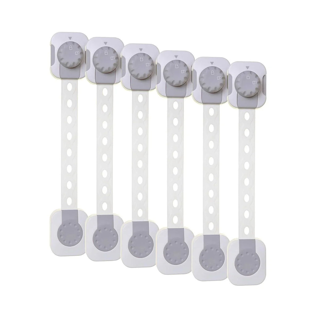 Dreambaby Twist 'N Lock Multi-Purpose Safety Latch Polybag Pack of 6 - White & Grey