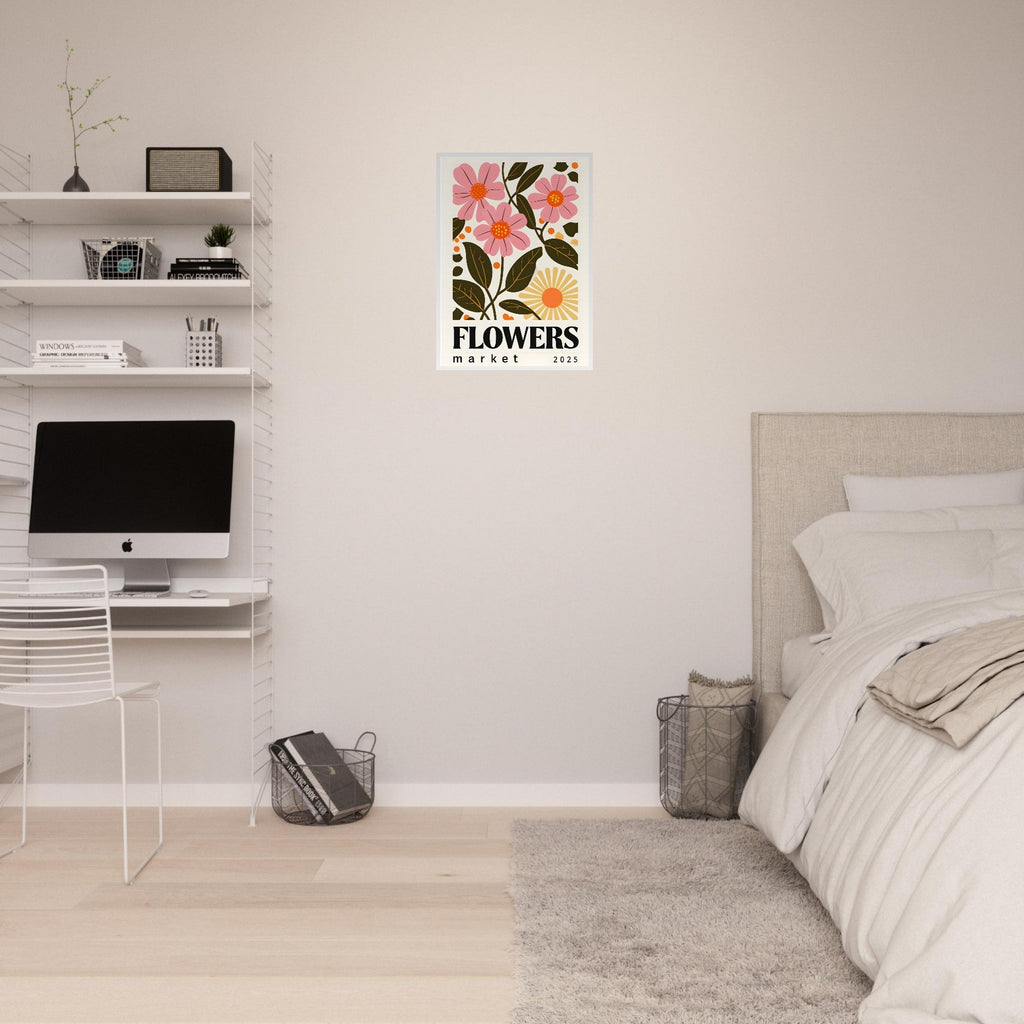 Minimalist Flower & Typography Framed Poster – Modern Floral Wall Art
