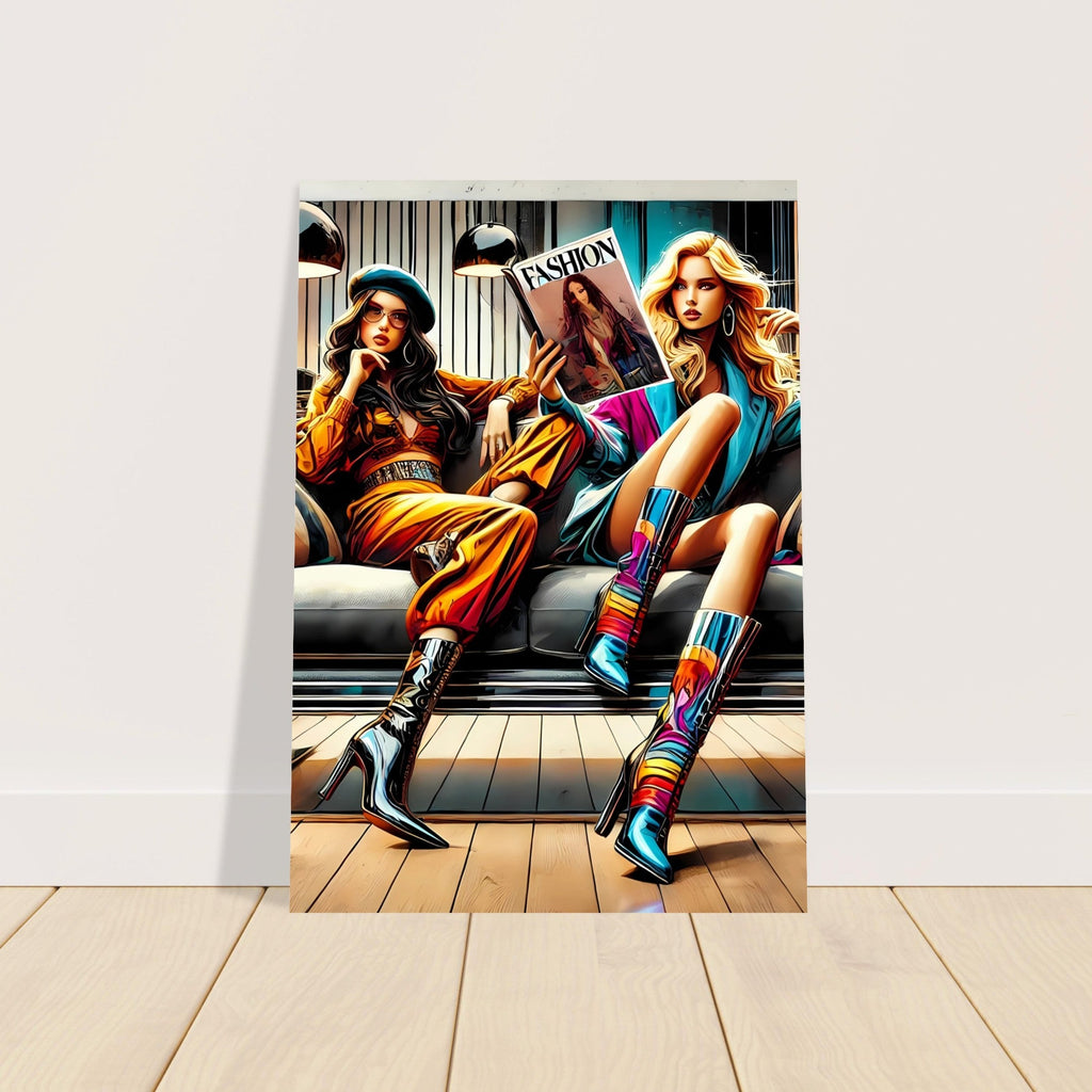 Fashion Lounge Poster – Stylish High Heel & Magazine Scene