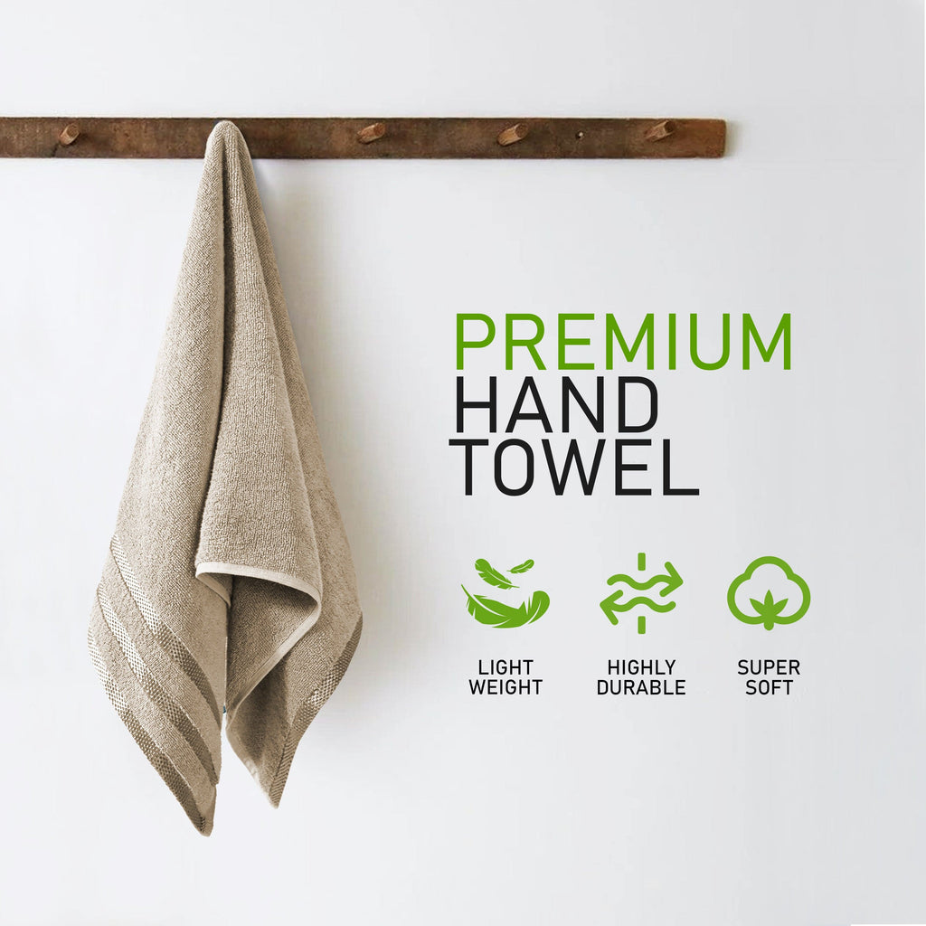 Belmont Viscose Stripe Beige Towels 100% Cotton Hotel Quality Super Absorbent 10 Piece Bale Set, 4 Hand Towel & 12 Face Cloths by OLIVIA ROCCO