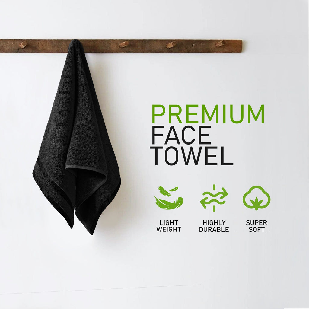 Belmont Viscose Stripe Black Towels 100% Cotton Hotel Quality Super Absorbent 10 Piece Bale Set, 4 Hand Towel & 12 Face Cloths by OLIVIA ROCCO