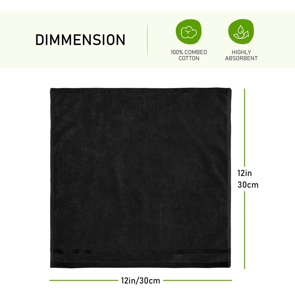 Belmont Viscose Stripe Black Towels 100% Cotton Hotel Quality Super Absorbent 10 Piece Bale Set, 4 Hand Towel & 12 Face Cloths by OLIVIA ROCCO