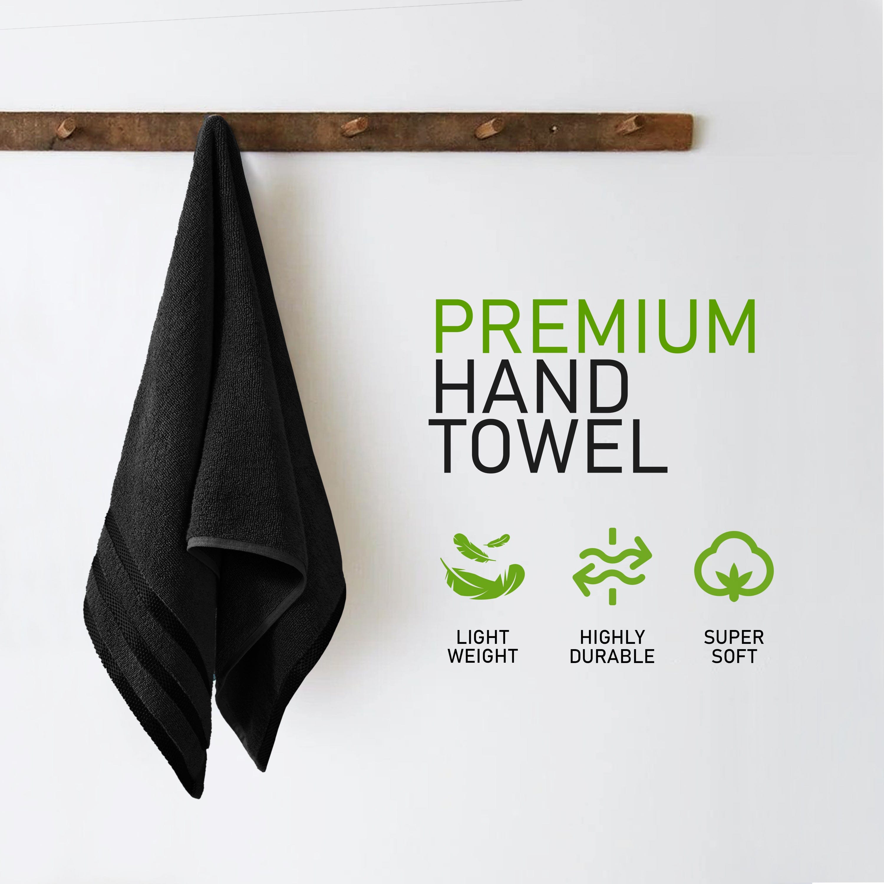 Belmont Viscose Stripe Black Towels 100% Cotton Hotel Quality Super Absorbent 10 Piece Bale Set, 4 Hand Towel & 12 Face Cloths by OLIVIA ROCCO