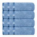 Belmont Viscose Stripe Blue Towels 100% Cotton Hotel Quality Super Absorbent 10 Piece Bale Set, 4 Hand Towel & 12 Face Cloths by OLIVIA ROCCO