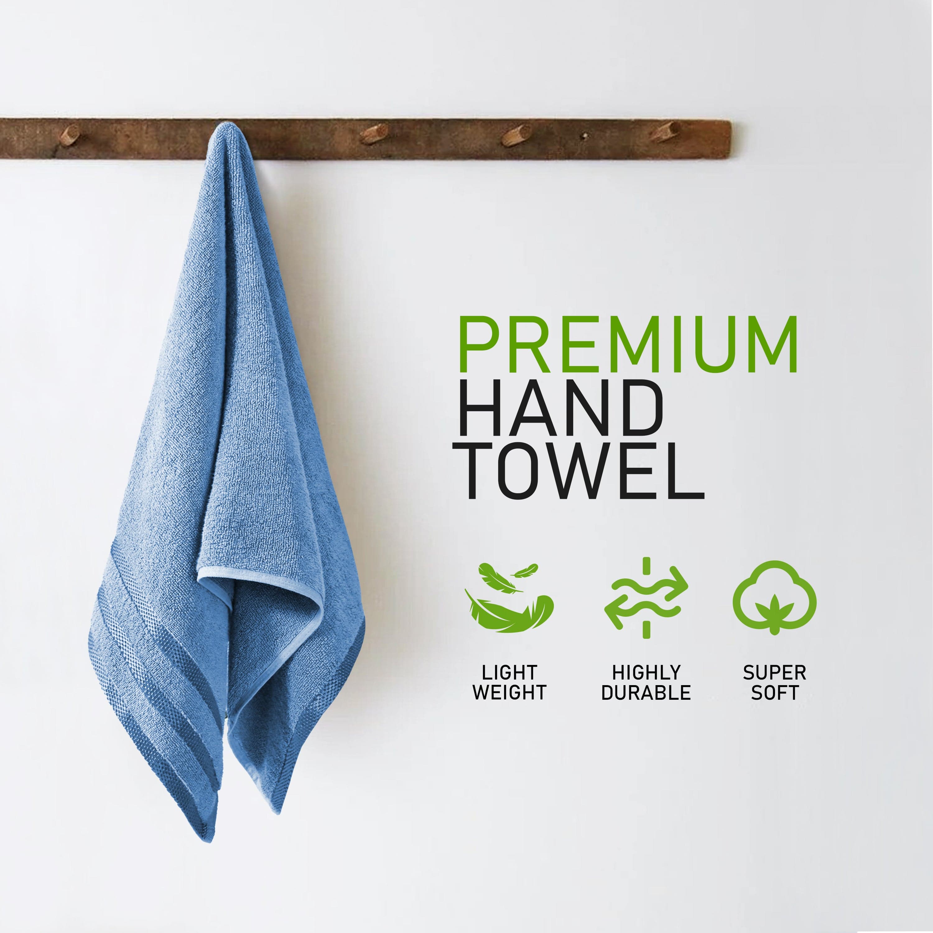 Belmont Viscose Stripe Blue Towels 100% Cotton Hotel Quality Super Absorbent 10 Piece Bale Set, 4 Hand Towel & 12 Face Cloths by OLIVIA ROCCO