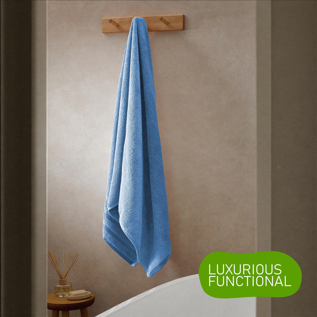 Belmont Viscose Stripe Blue Towels 100% Cotton Hotel Quality Super Absorbent 10 Piece Bale Set, 4 Hand Towel & 12 Face Cloths by OLIVIA ROCCO