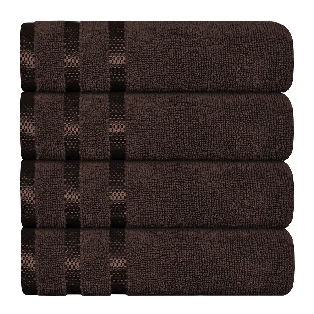 Belmont Viscose Stripe Brown Towels 100% Cotton Hotel Quality Super Absorbent 10 Piece Bale Set, 4 Hand Towel & 12 Face Cloths by OLIVIA ROCCO