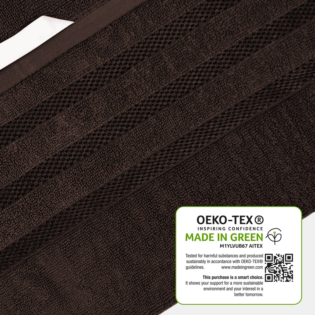 Belmont Viscose Stripe Brown Towels 100% Cotton Hotel Quality Super Absorbent 10 Piece Bale Set, 4 Hand Towel & 12 Face Cloths by OLIVIA ROCCO