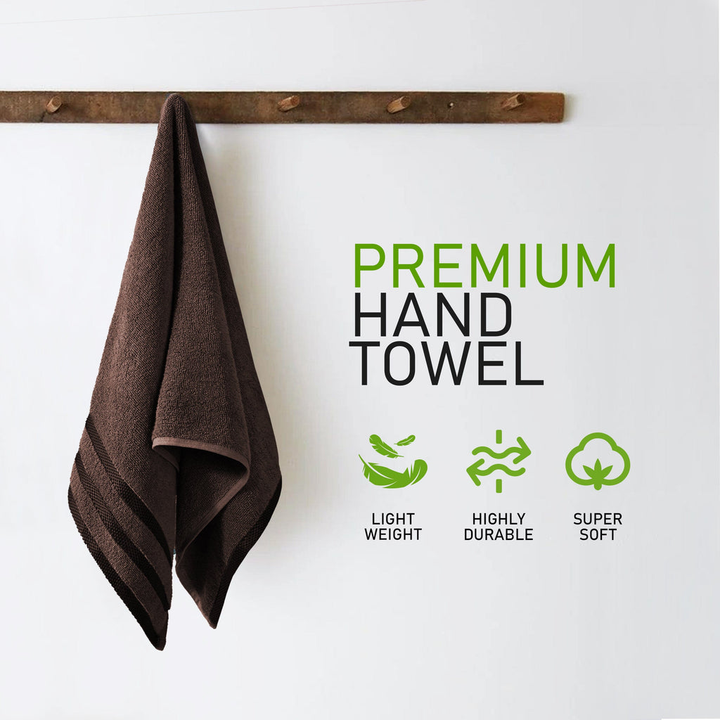 Belmont Viscose Stripe Brown Towels 100% Cotton Hotel Quality Super Absorbent 10 Piece Bale Set, 4 Hand Towel & 12 Face Cloths by OLIVIA ROCCO