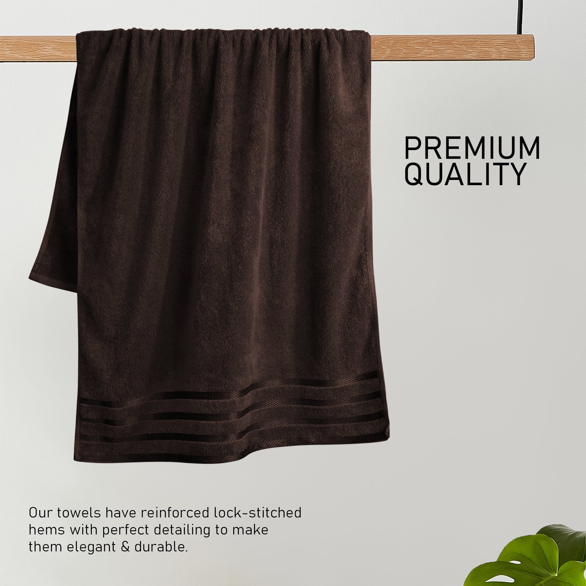 Belmont Viscose Stripe Brown Towels 100% Cotton Hotel Quality Super Absorbent 10 Piece Bale Set, 4 Hand Towel & 12 Face Cloths by OLIVIA ROCCO