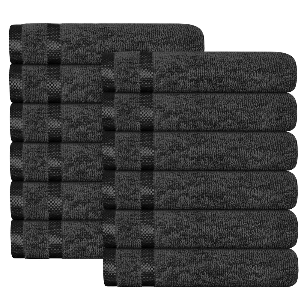 Belmont Viscose Stripe Grey Towels 100% Cotton Hotel Quality Super Absorbent 10 Piece Bale Set, 4 Hand Towel & 12 Face Cloths by OLIVIA ROCCO